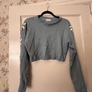 Altar'd State Light Blue Cropped Sweater